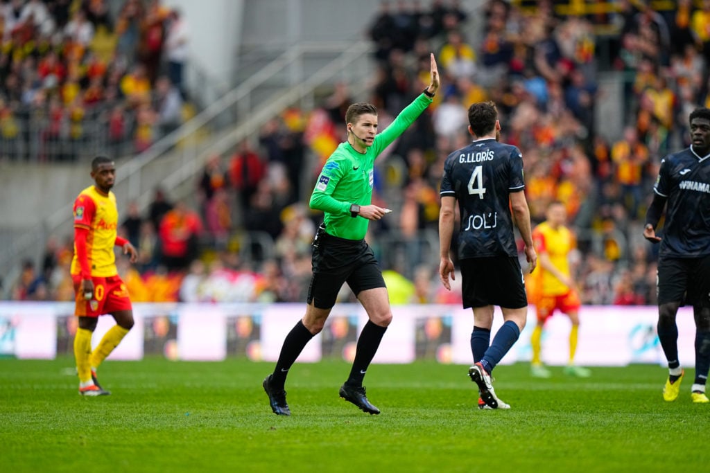 Francois LETEXIER referee during the Ligue 1 Uber Eats match between Lens and Le Havre at Stade Bollaert-Delelis on April 6, 2024 in Lens, France.
