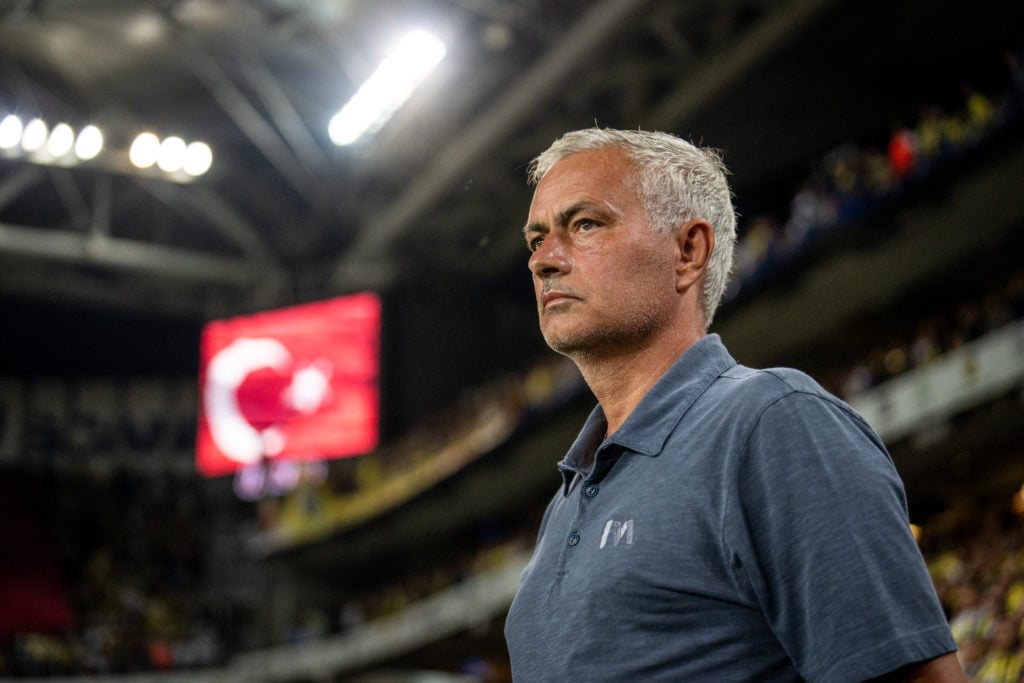 The manager of Fenerbahce Jose Mourinho appears before the match. Fenerbahce and Alanyaspor faced each other in the Trendyol Super Lig (Turkish Sup...