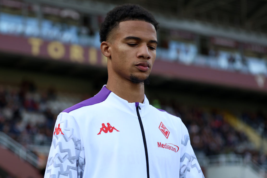 Amir Richardson of Acf Fiorentina looks on during the Serie A match between Torino and Fiorentina at Olimpico on November 3, 2024 in Turin, Italy.
