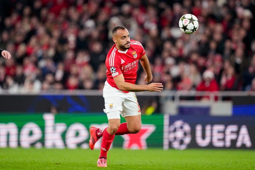 Arthur Cabral of SL Benfica chases the ball during the UEFA Champions League 2024/25 League Phase MD6 match between SL Benfica and Bologna FC 1909 ...