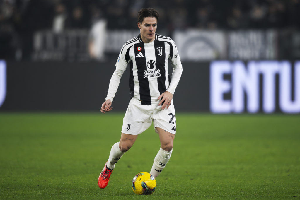 Nicolo Fagioli of Juventus FC in action during the Serie A football match between Juventus FC and Venezia FC. The match ended 2-2 tie.