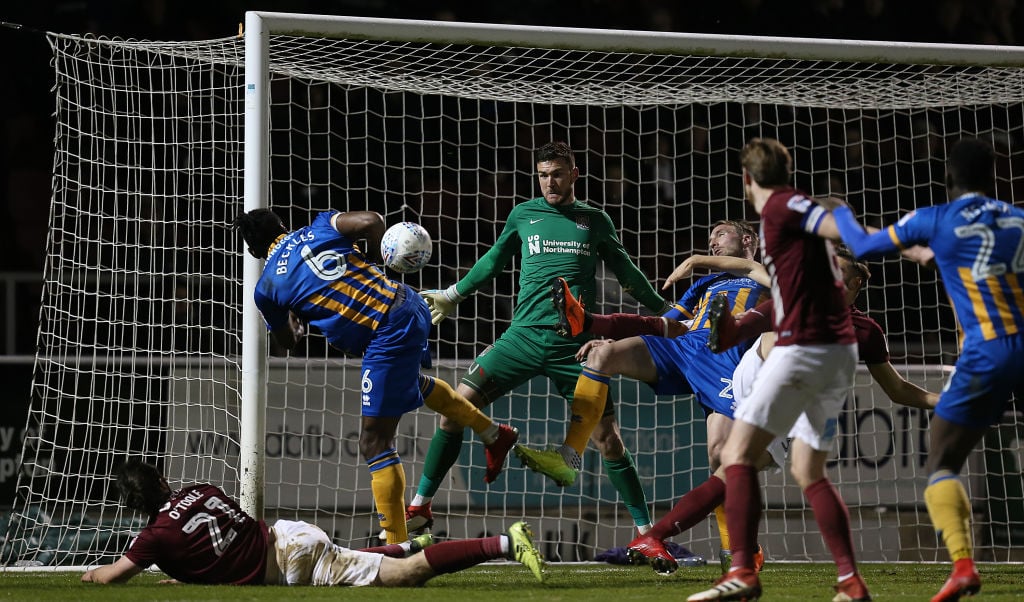 during the Sky Bet League One match between XXX and XXX at Sixfields on March 20, 2018 in Northampton, England.