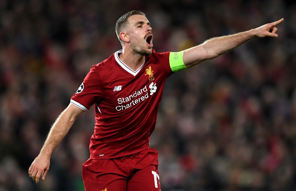  during the UEFA Champions League Quarter Final Leg One match between Liverpool and Manchester City at Anfield on April 4, 2018 in Liverpool, England.