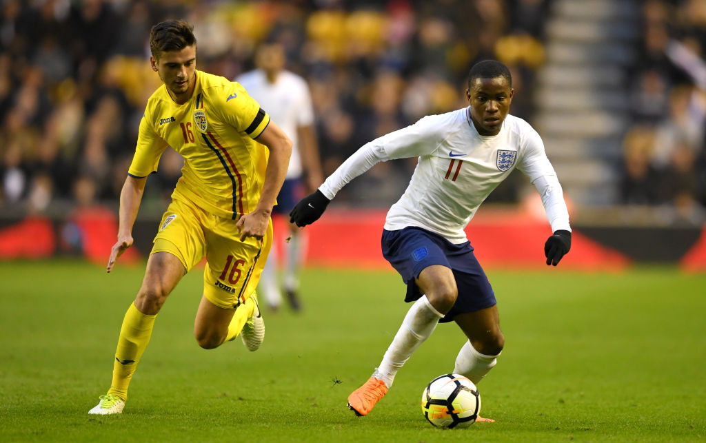 during the International Friendly between England U21 and Romania U21 at Molineux on March 24, 2018 in Wolverhampton, England.