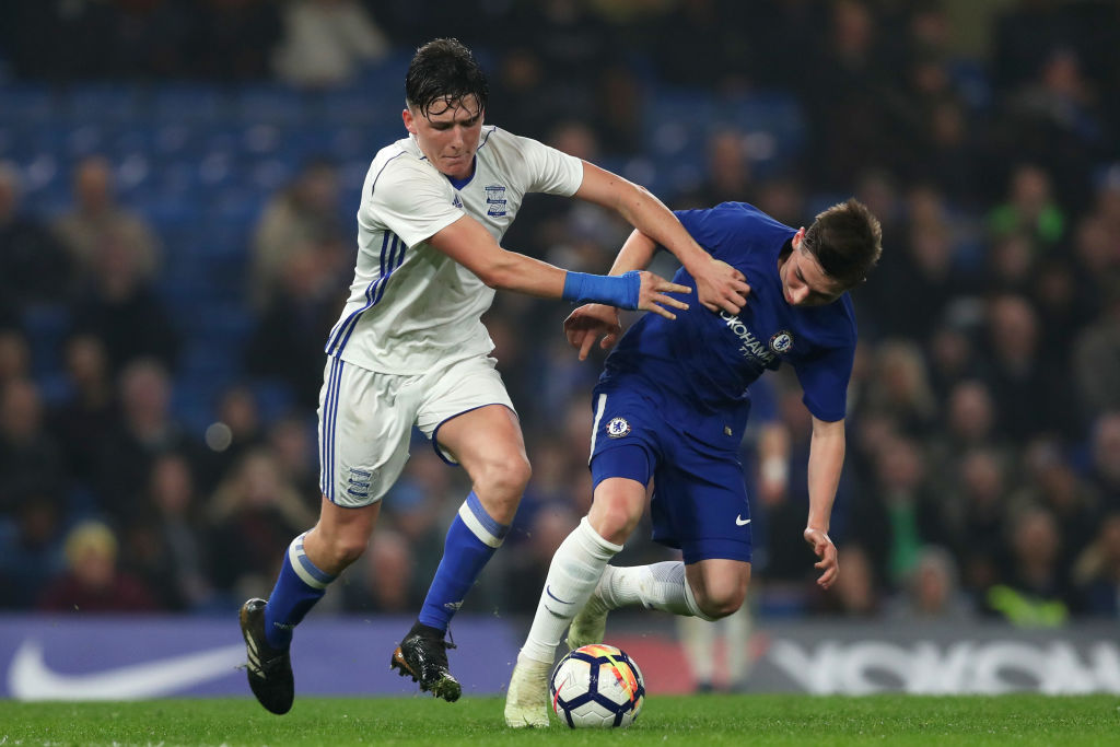 xxxx during the FA Youth Cup semi-final second leg match between Chelsea and Birmingham City at Stamford Bridge on April 10, 2018 in London, England.