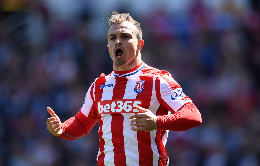  during the Premier League match between Stoke City and Crystal Palace at Bet365 Stadium on May 5, 2018 in Stoke on Trent, England.