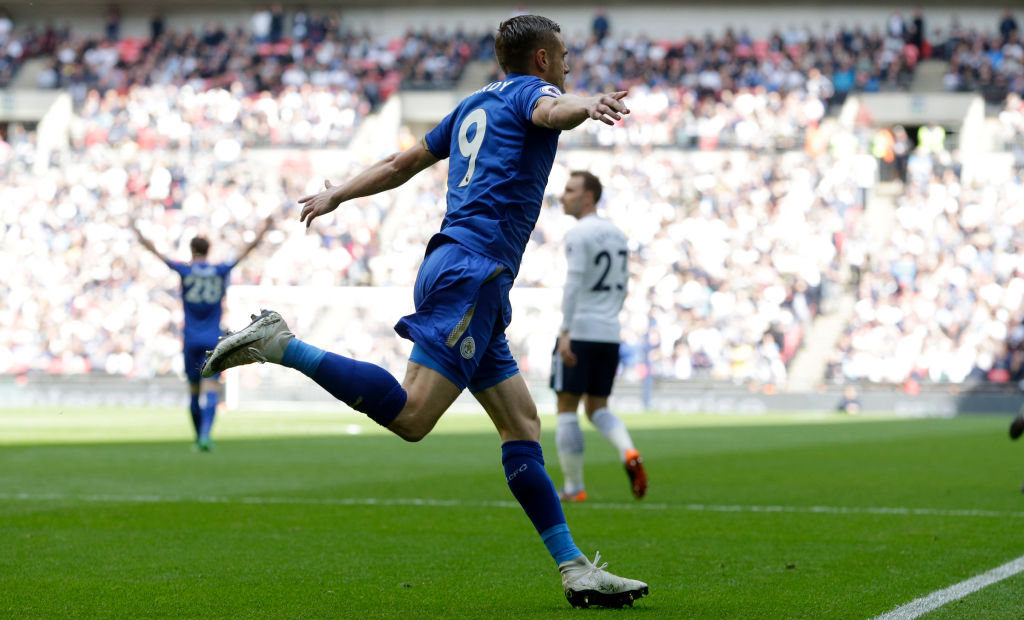  during the Premier League match between Tottenham Hotspur and Leicester City at Wembley Stadium on May 13, 2018 in London, England.