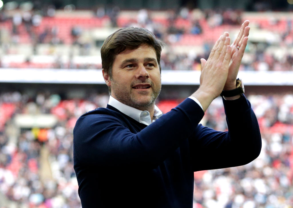  during the Premier League match between Tottenham Hotspur and Leicester City at Wembley Stadium on May 13, 2018 in London, England.