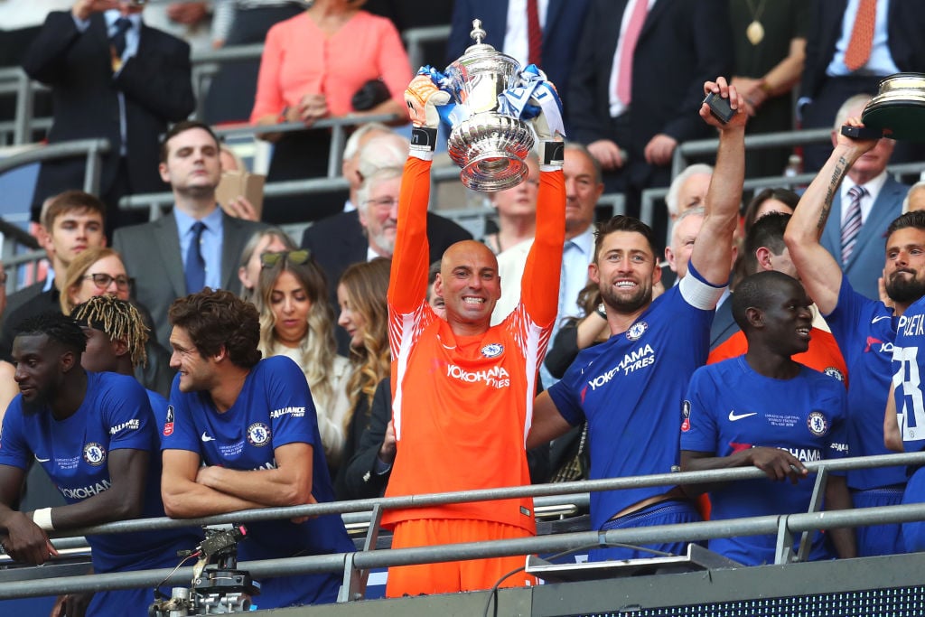  during The Emirates FA Cup Final between Chelsea and Manchester United at Wembley Stadium on May 19, 2018 in London, England.