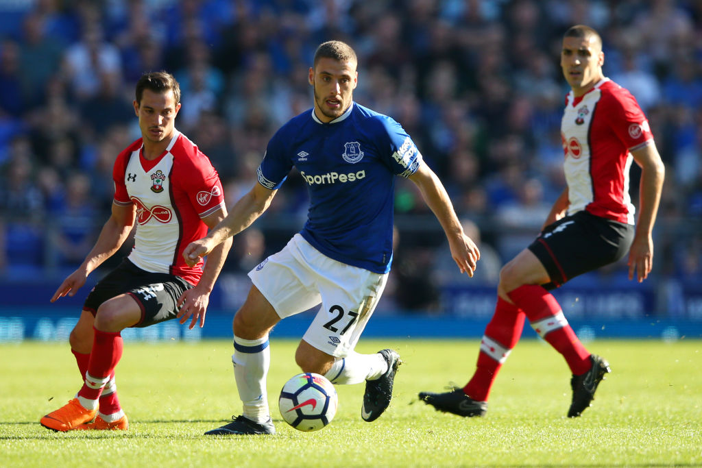  during the Premier League match between Everton and Southampton at Goodison Park on May 5, 2018 in Liverpool, England.
