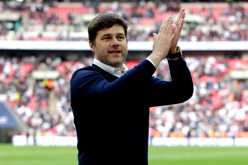 during the Premier League match between Tottenham Hotspur and Leicester City at Wembley Stadium on May 13, 2018 in London, England.