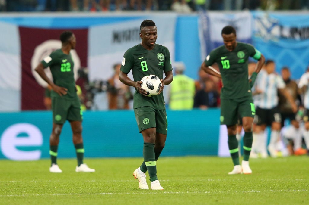  during the 2018 FIFA World Cup Russia group D match between Nigeria and Argentina at Saint Petersburg Stadium on June 26, 2018 in Saint Petersburg...