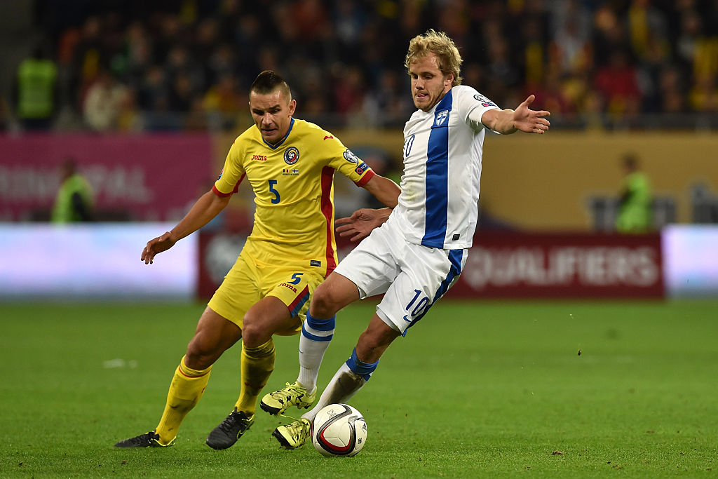 during the UEFA EURO 2016 Qualifier between Romania and Finland on October 8, 2015 in Bucharest, Romania.