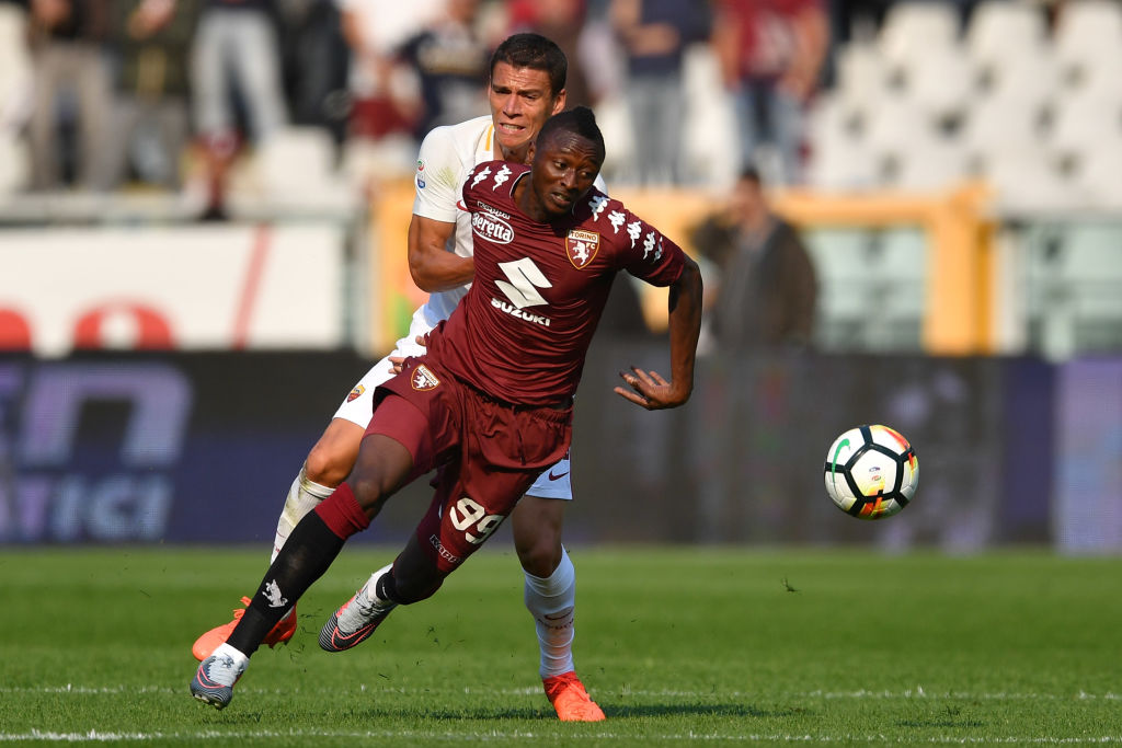 during the Serie A match between Torino FC and AS Roma at Stadio Olimpico di Torino on October 22, 2017 in Turin, Italy.