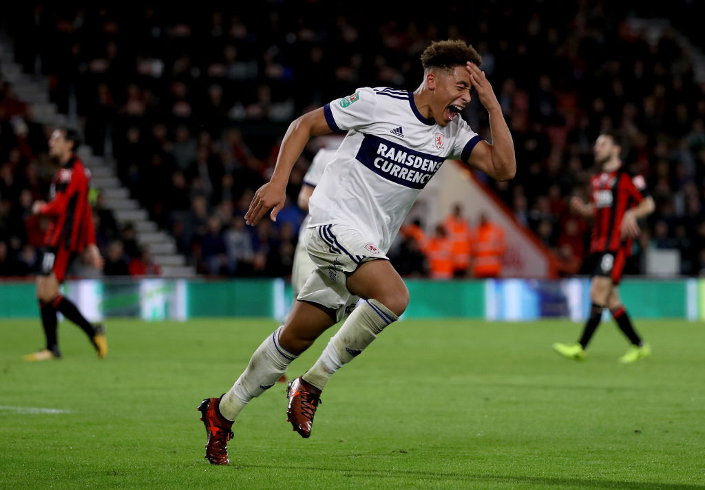  during the Carabao Cup Fourth Round match between AFC Bournemouth and Middlesbrough at Vitality Stadium on October 24, 2017 in Bournemouth, England.