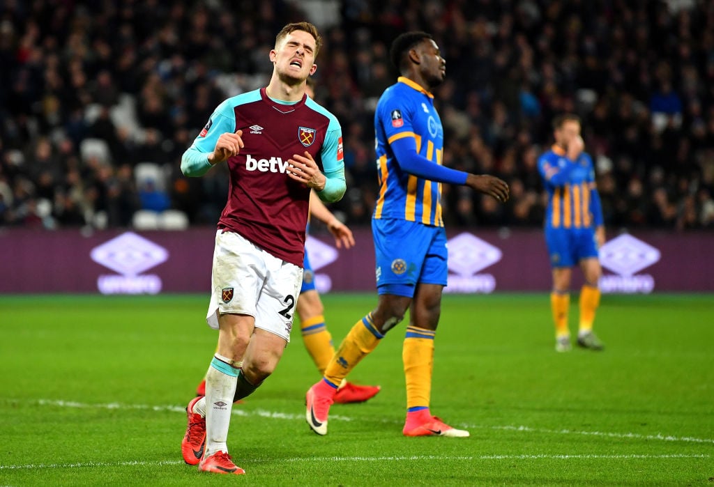 during The Emirates FA Cup Third Round Replay match between West Ham United and Shrewsbury Town at London Stadium on January 16, 2018 in London, En...