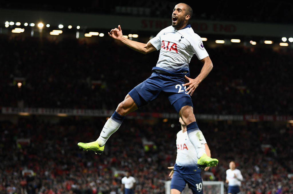  during the Premier League match between Manchester United and Tottenham Hotspur at Old Trafford on August 27, 2018 in Manchester, United Kingdom.