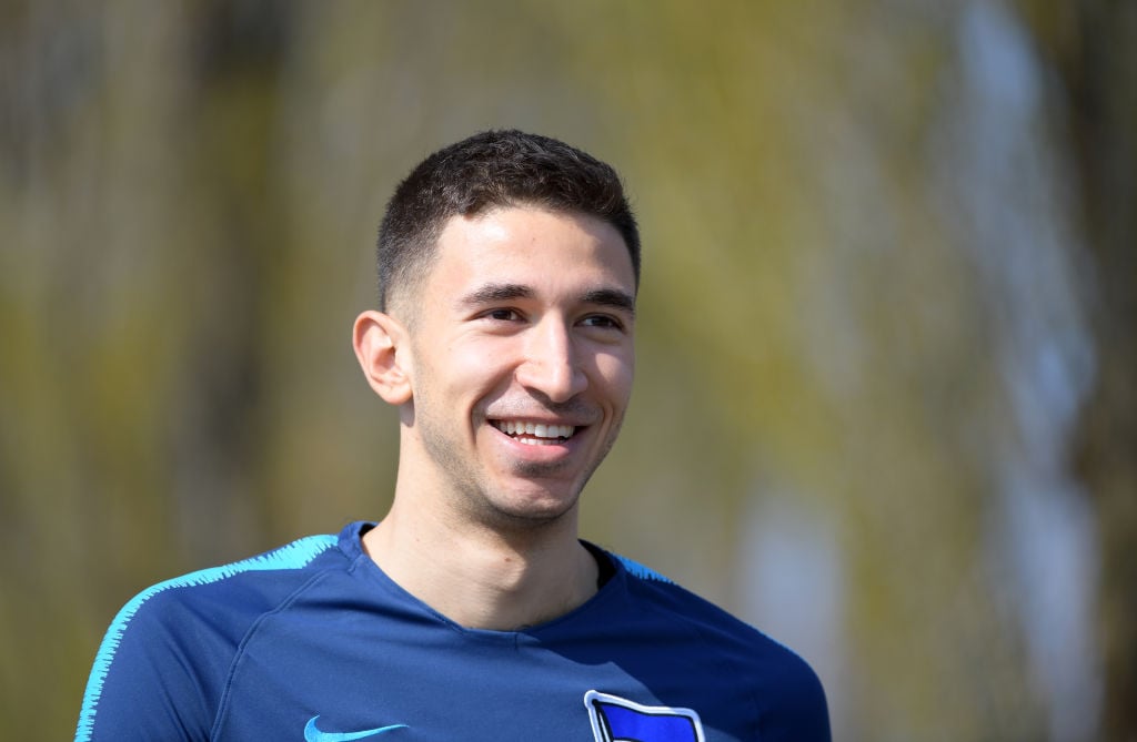 BERLIN, GERMANY - APRIL 09: Marko Grujic of Hertha BSC before the Training at the Schenkendorfplatz on april 9, 2019 in Berlin, Germany. (Foto of M...