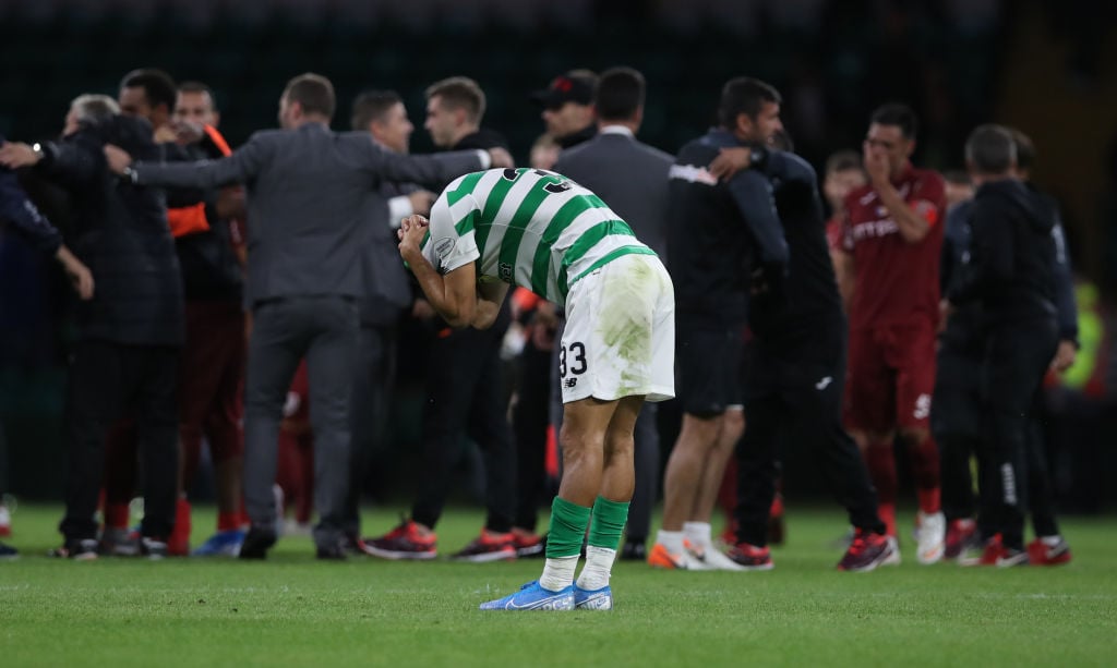Chris Sutton reacts as Celtic are dumped out of the Champions League by CFR Cluj