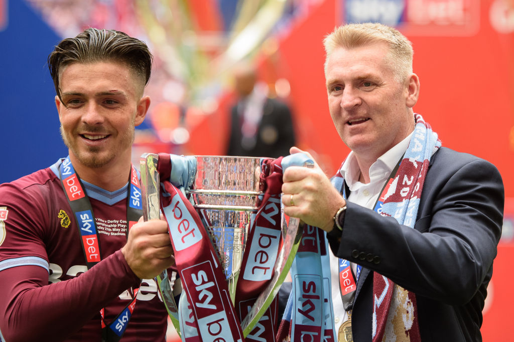 Dean smith e jack grealish foto de stock editorial. Imagem de liga