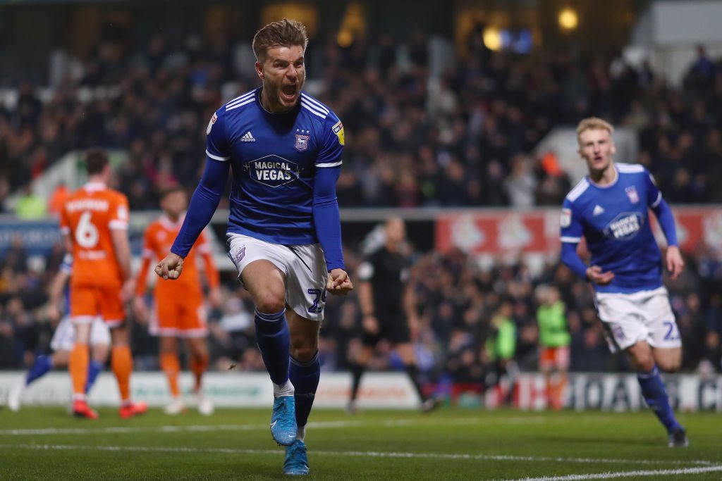 Luke Garbutt of Ipswich Town celebrates after scoring a goal...