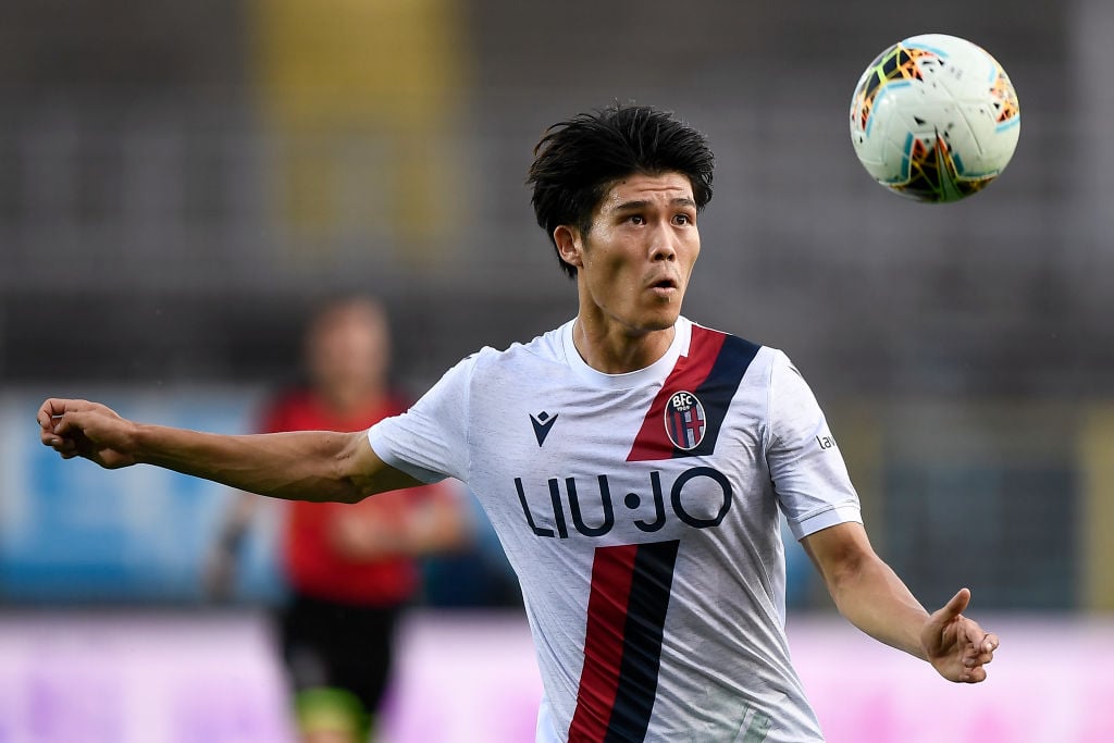 Takehiro Tomiyasu of Bologna FC in action during the Serie A