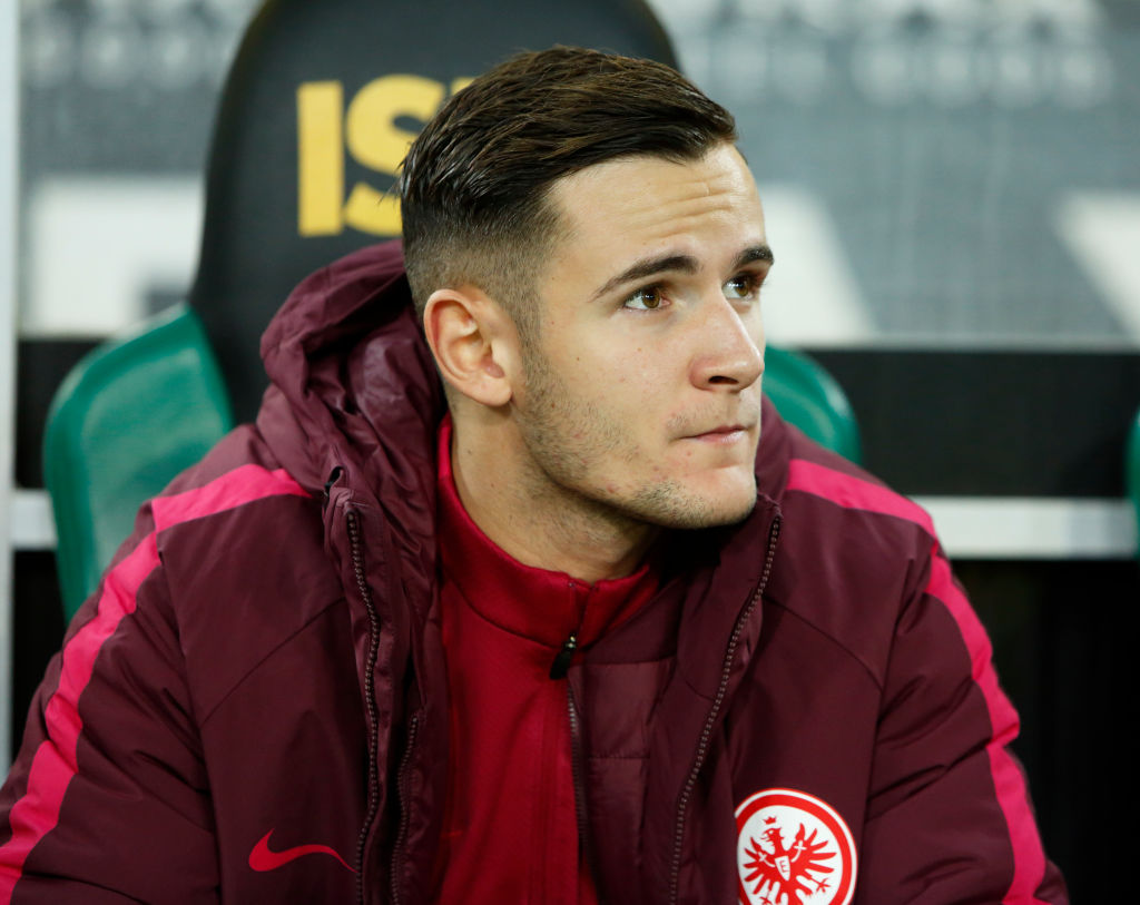 sports, football, Bundesliga, 2016/2017, Borussia Moenchengladbach versus Eintracht Frankfurt 0:0, Stadium Borussia Park, players bench, Shani Tarashaj (Frankfurt)