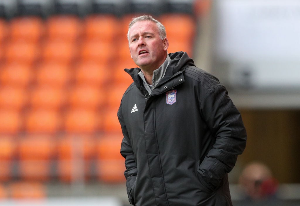 Ipswich Town manager Paul Lambert watches on during the Sky Bet League One match between Blackpool and Ipswich Town at Bloomfield Road on October 1...