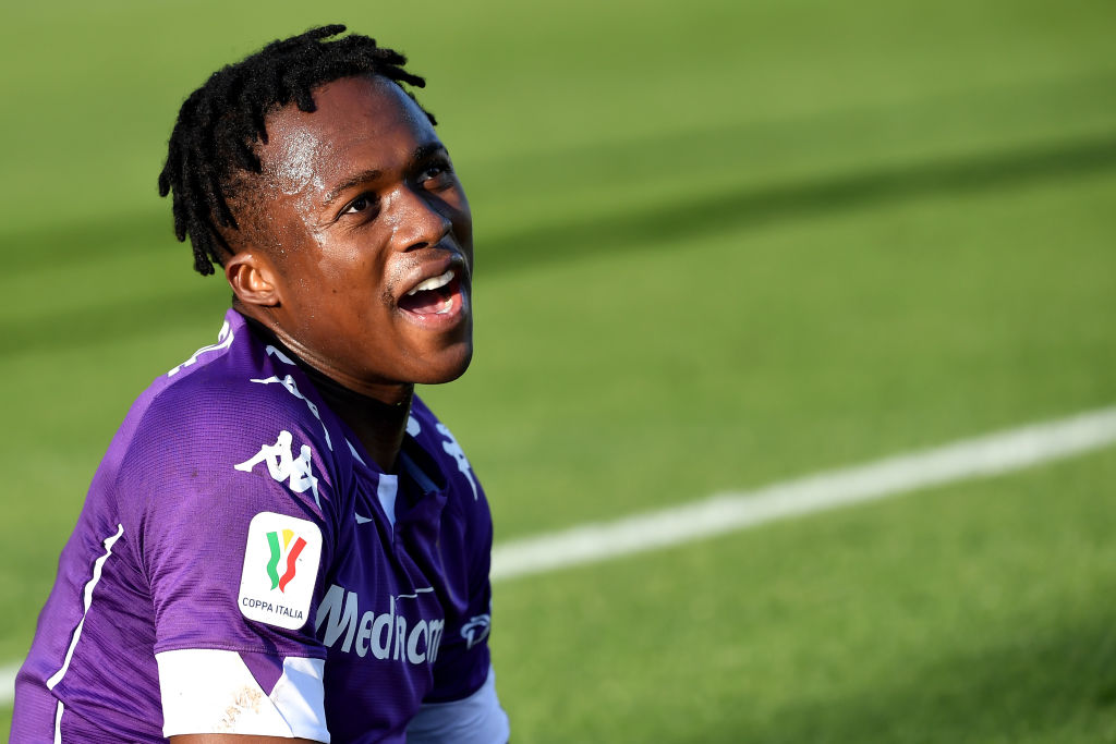 Christian Kouame of ACF Fiorentina reacts during the Italy...
