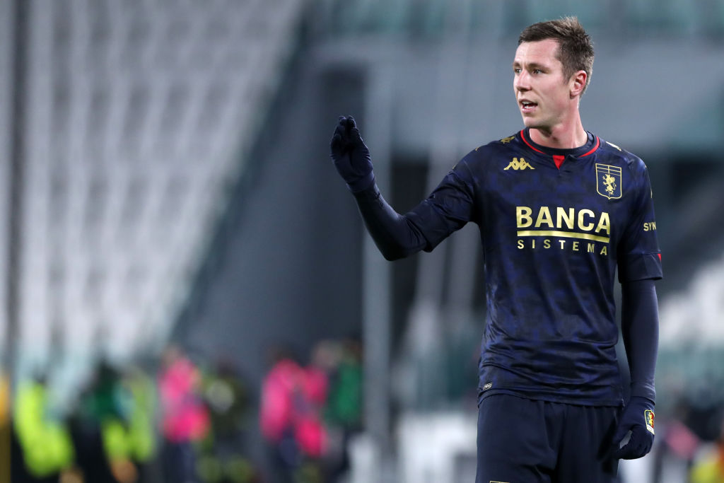 Lukas Lerager of Genoa Cfc  looks on during the Coppa Italia...