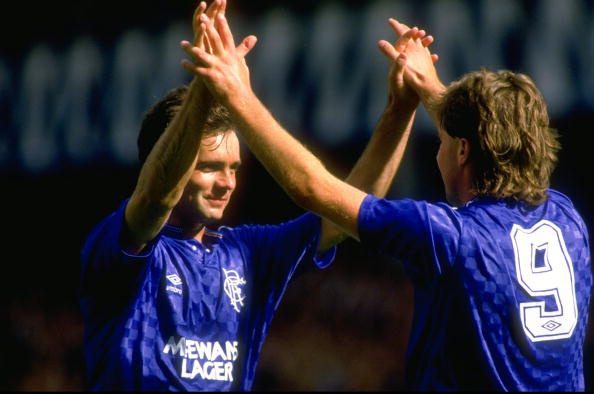 Davie Cooper and Ally McCoist of Rangers