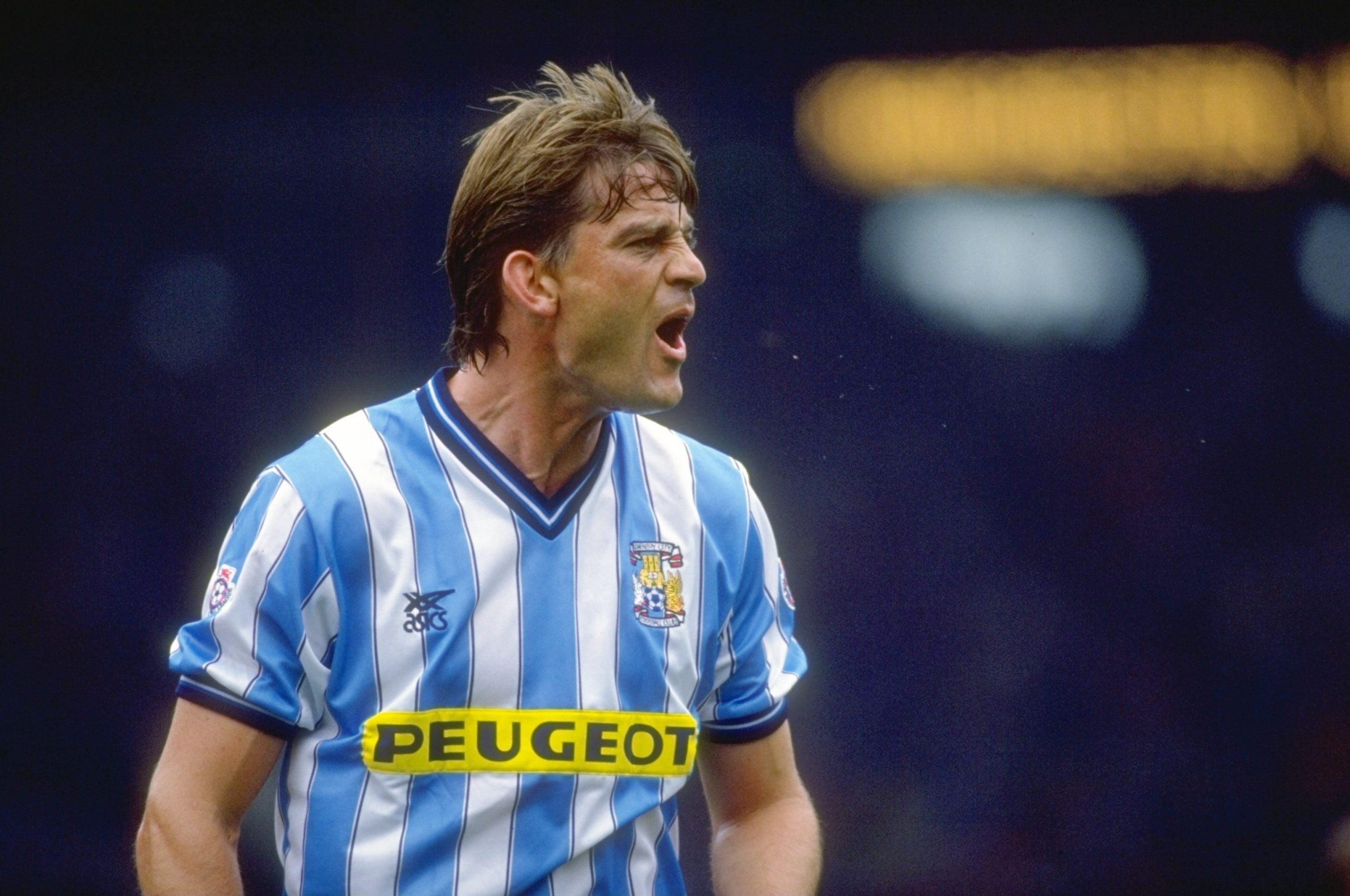25 Aug 1990:  Portrait of Kevin Drinkell of Coventry City during a Barclays League Division One match against Manchester United at Old Trafford in ...
