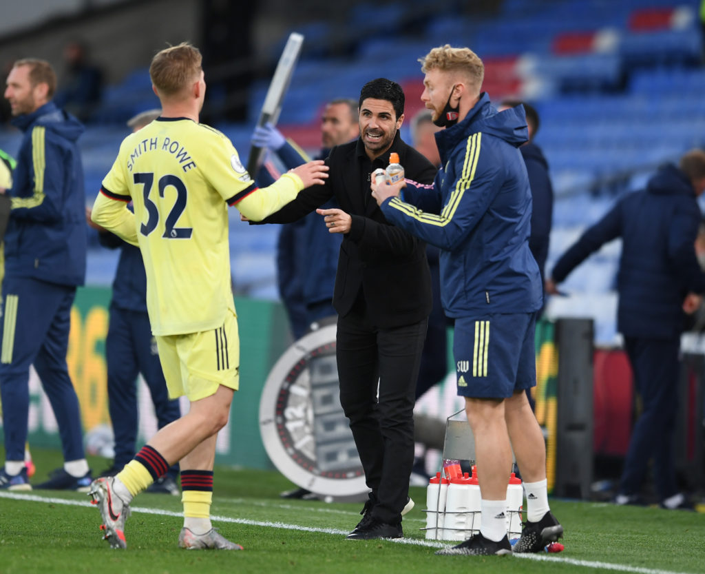 arsenal-mikel-arteta-emile-smith-rowe-crystal-palace-selhurst-park-premier-league