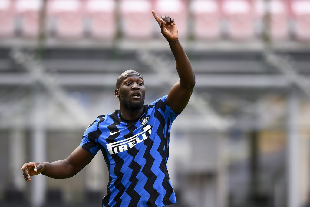 Romelu Lukaku of FC Internazionale reacts during the Serie A