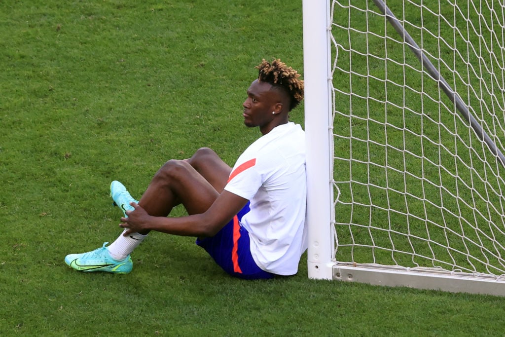Chelsea striker Tammy Abraham in training ahead of the Champions League final