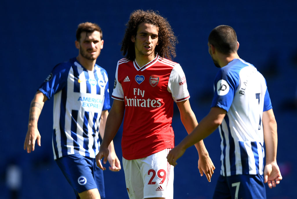 Matteo Guendouzi playing for Arsenal against Brighton last season