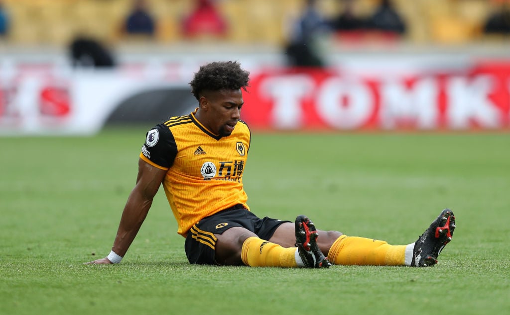 Adama Traore playing for Wolves on the final day against Manchester United