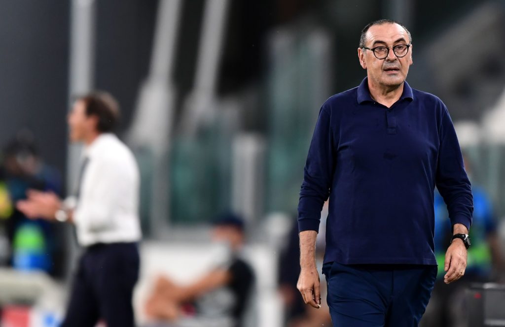 new-everton-manager-carlo-ancelotti-successor-target-maurizio-sarri-juventus-champions-league-looks-on-lyon