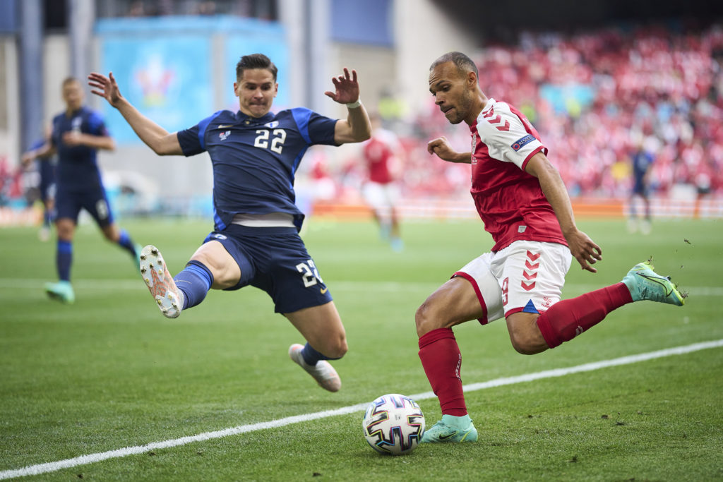 west-ham-united-transfer-gossip-moyes-target-barcelona-striker-martin-braithwaite-crosses-ball-denmark-euro-2020-finland