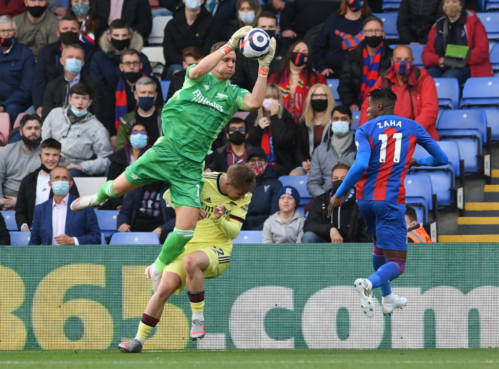 arsenal-transfer-gossip-manager-mikel-arteta-talks-bernd-leno-saves-crystal-palace-shot-wilfried-zaha-selhurst-park