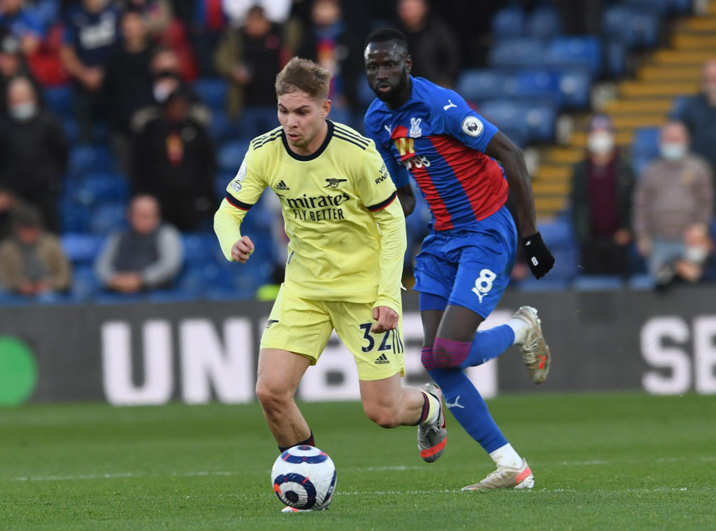 arsenal-transfer-gossip-aston-villa-target-emile-smith-rowe-dribbles-away-crystal-palace-cheikhou-kouyate-selhurst-park-premier-league