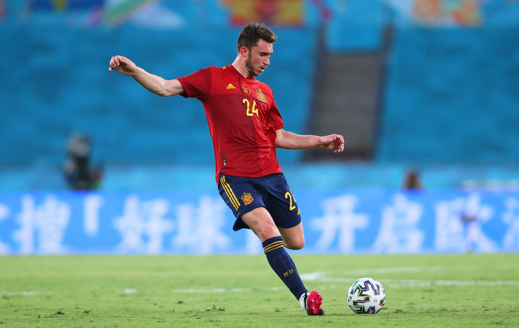manchester-city-transfer-gossip-barcelona-target-man-city-defender-aymeric-clears-ball-for-spain-against-sweden-euro-2020
