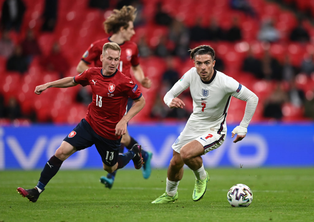 aston-villa-transfer-gossip-dean-smith-plans-man-city-target-jack-grealish-england-midfielder-runs-with-ball-czech-republic-petr-sevcik-euro-2020