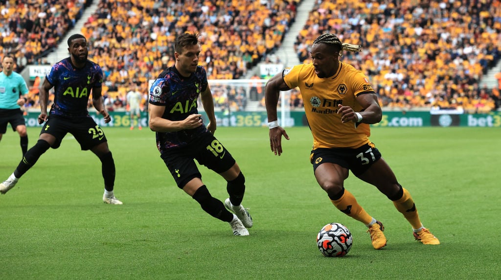 Wolves star Adama Traore in action with Spurs