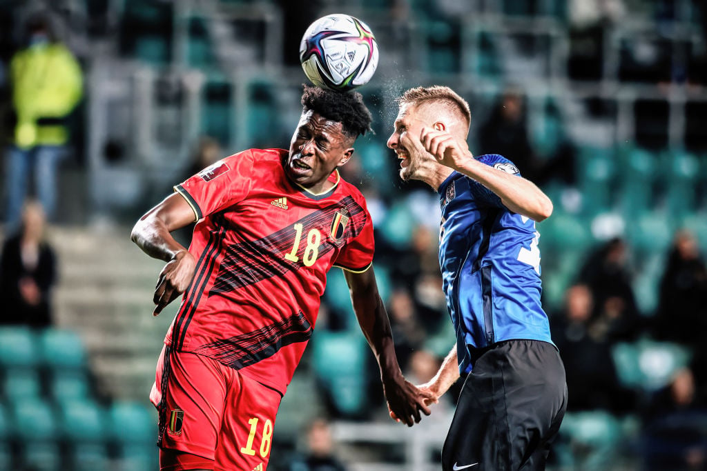 Karol Mets (R) of Estonia and Albert Sambi Lokonga (L) of