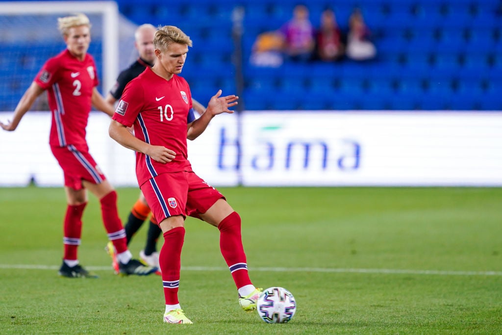 Martin Odegaard in action for Norway against the Netherlands