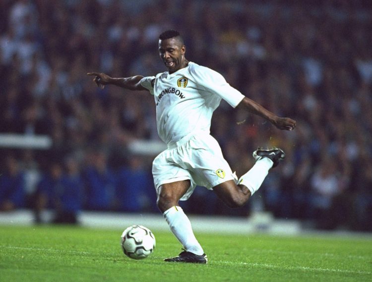 26 Sep 2000:  Lucas Radebe of Leeds United in action during the UEFA Champions League Group H match against Besiktas played at Elland Road, in Leed...
