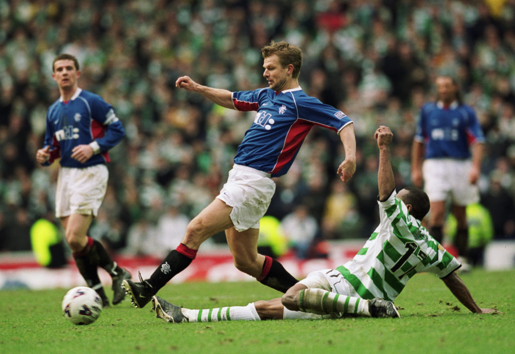 Arthur Numan of Rangers and Didier Agathe of Celtic