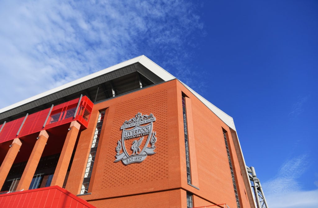 General view outside the stadium prior to the Group C match of the UEFA Champions League between Liverpool and Paris Saint-Germain at Anfield on Se...