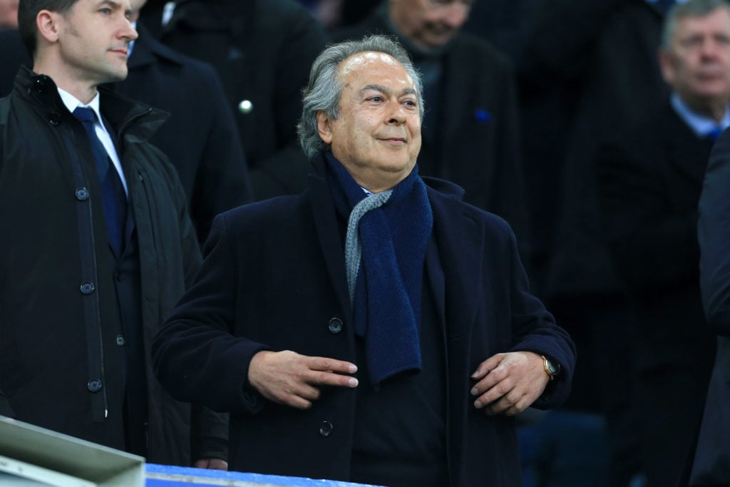 Everton owner Farhad Moshiri looks on during the Premier League match between Everton and Liverpool at Goodison Park on March 3, 2019 in Liverpool,...